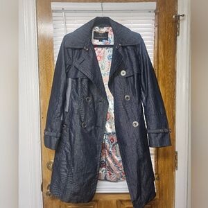 Nanette Lepore Women Blue Elegant Denim Twill Coat. Size S.